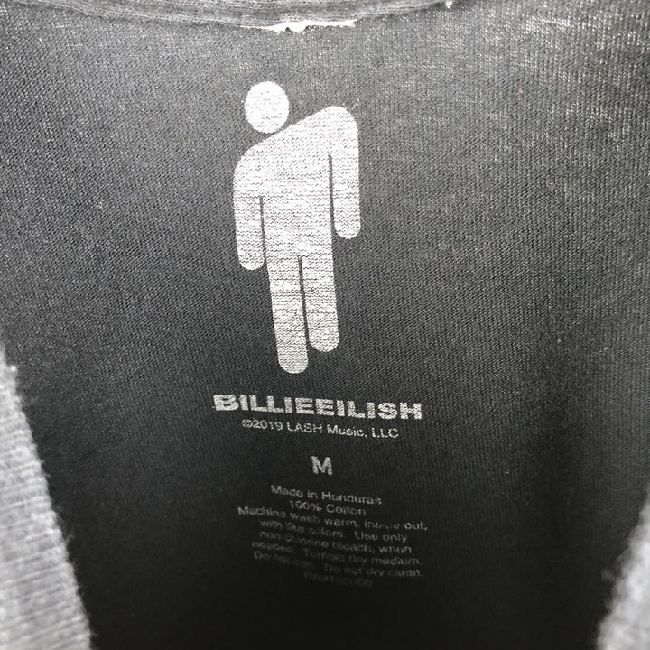 Billie Eilish Band T-shirt, Men's M size cotton black type Vintage Second Hand