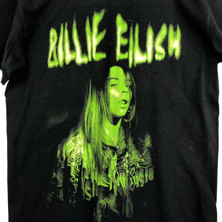 Billie Eilish Band T-shirt, Men's M size cotton black type Vintage Second Hand