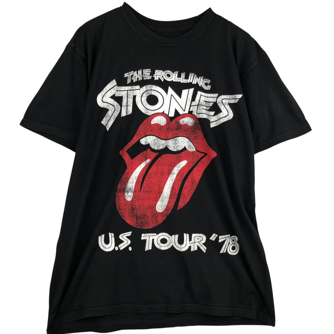 The Rolling Stones Band T-shirt, Band T, Men's L size cotton black type Vintage Second Hand