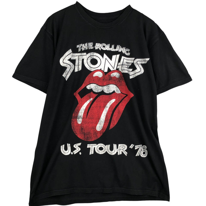 The Rolling Stones Band T-shirt, Band T, Men's L size cotton black type Vintage Second Hand