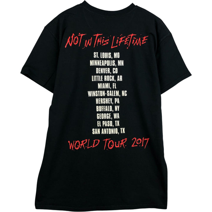 GUNS N' ROSES Skull Pattern Band T-shirt, Band Tee, Men's L size cotton black type Vintage Second Hand