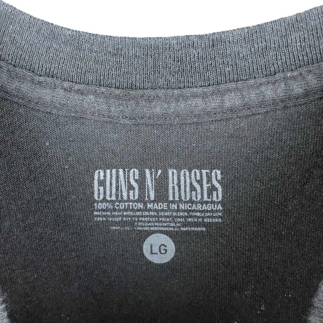 GUNS N' ROSES Skull Pattern Band T-shirt, Band Tee, Men's L size cotton black type Vintage Second Hand