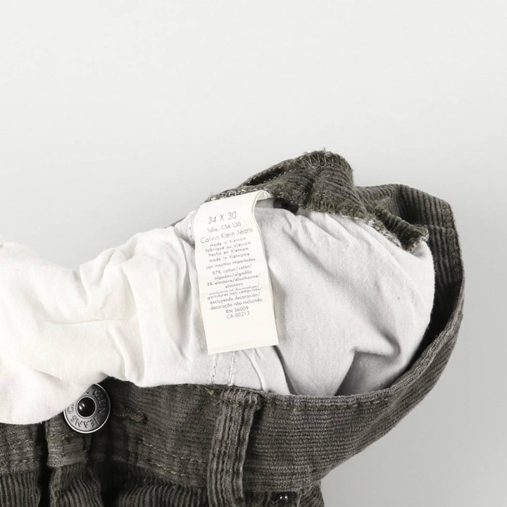 Calvin Klein Jeans corduroy pants for men, size W33 cotton Khaki type sage green Vintage Second Hand