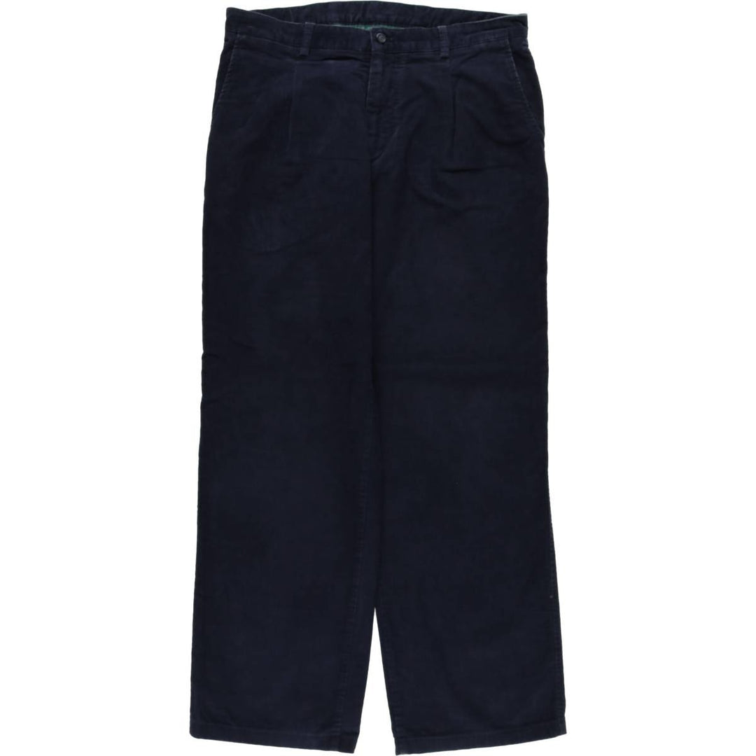 Lacoste One-Tuck Corduroy Pants, Men's, Size W33 cotton navy blue type Vintage Second Hand