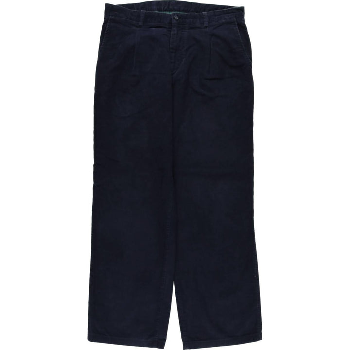 Lacoste One-Tuck Corduroy Pants, Men's, Size W33 cotton navy blue type Vintage Second Hand