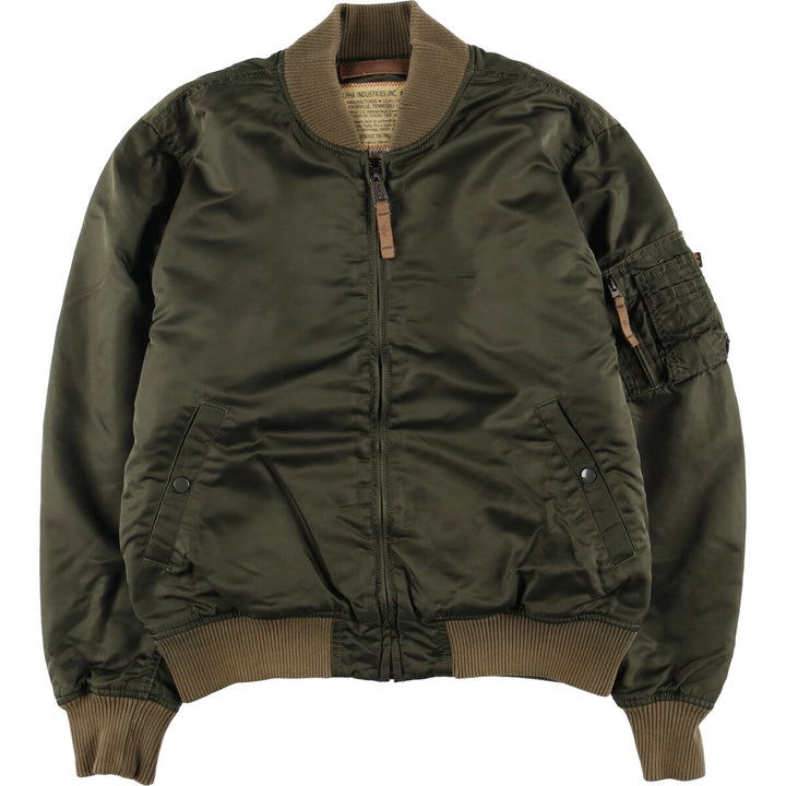 Civilian Alpha MA-1 type padded military flight jacket, men's XL size Nylon Khaki type Vintage Second Hand