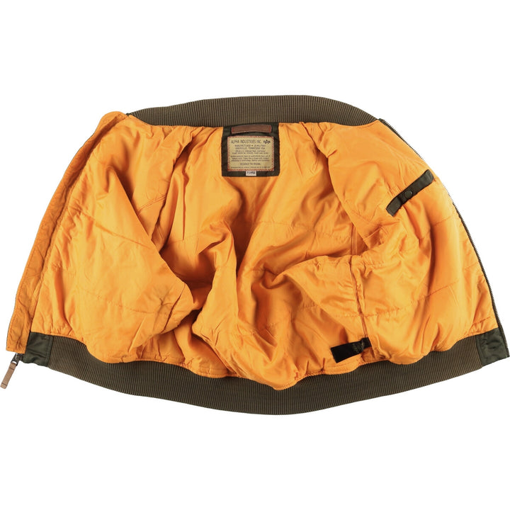 Civilian Alpha MA-1 type padded military flight jacket, men's XL size Nylon Khaki type Vintage Second Hand