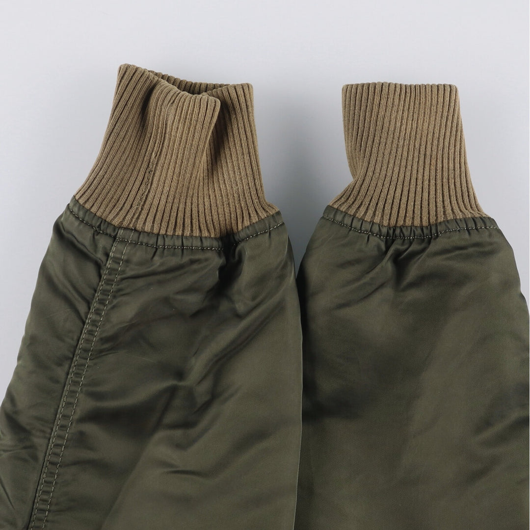 Civilian Alpha MA-1 type padded military flight jacket, men's XL size Nylon Khaki type Vintage Second Hand