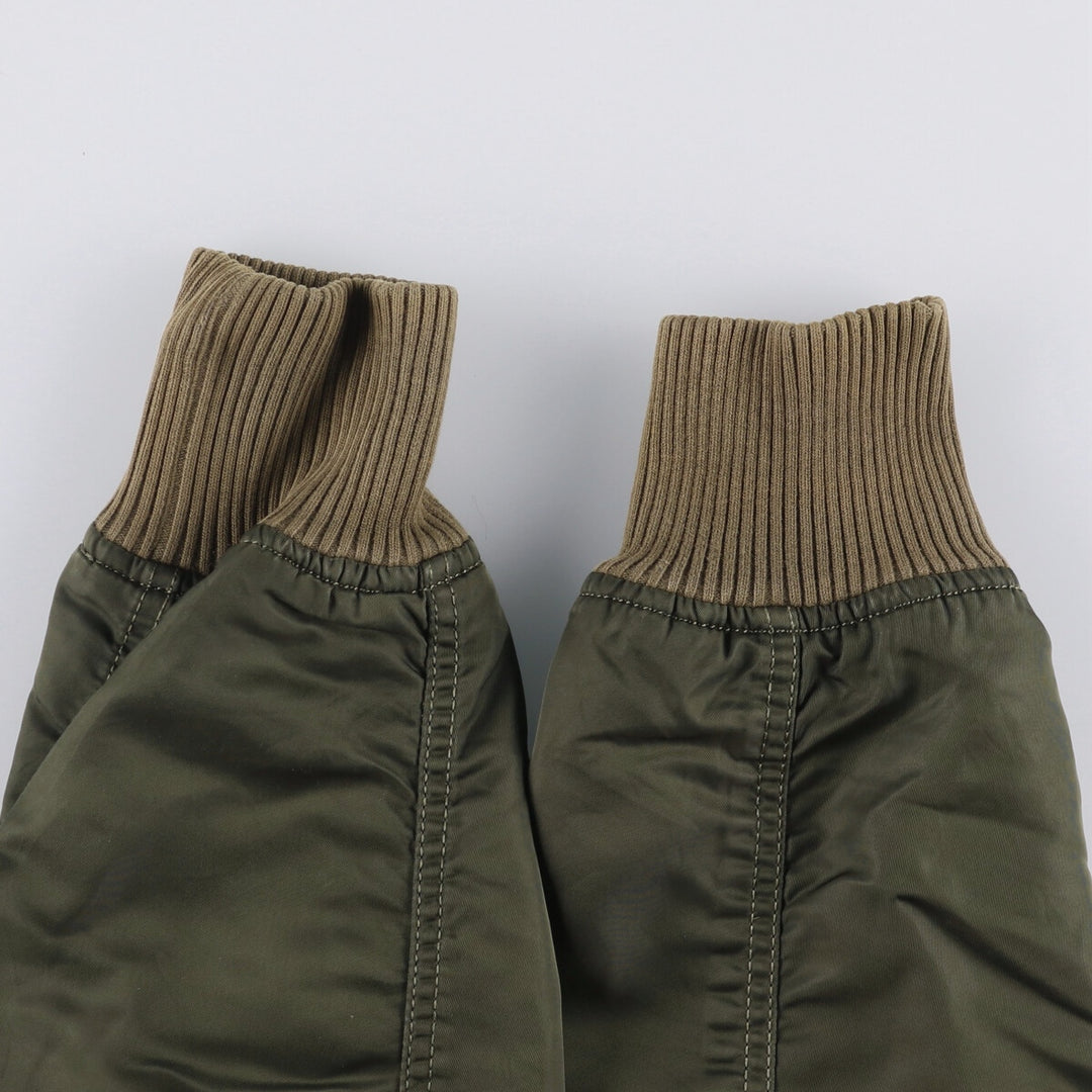 Civilian Alpha MA-1 type padded military flight jacket, men's XL size Nylon Khaki type Vintage Second Hand