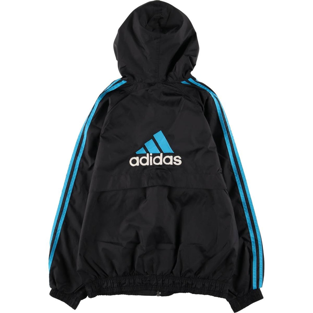 Vintage 90s-00'S Adidas nylon hoodie with back logo, size L, men's Nylon black type Vintage Second Hand