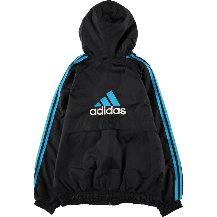 Vintage 90s-00'S Adidas nylon hoodie with back logo, size L, men's Nylon black type Vintage Second Hand