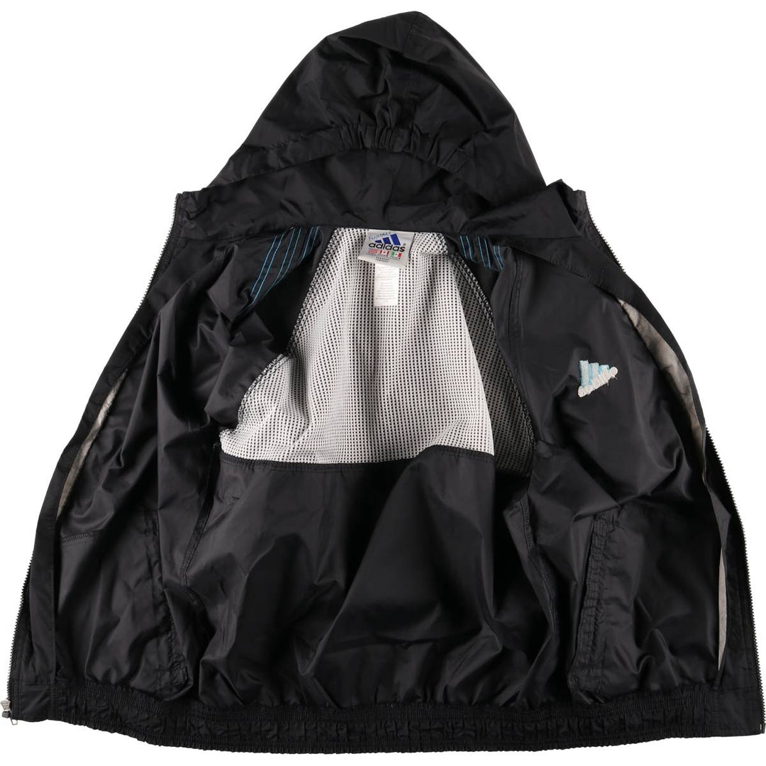 Vintage 90s-00'S Adidas nylon hoodie with back logo, size L, men's Nylon black type Vintage Second Hand