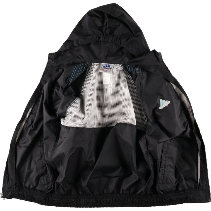 Vintage 90s-00'S Adidas nylon hoodie with back logo, size L, men's Nylon black type Vintage Second Hand