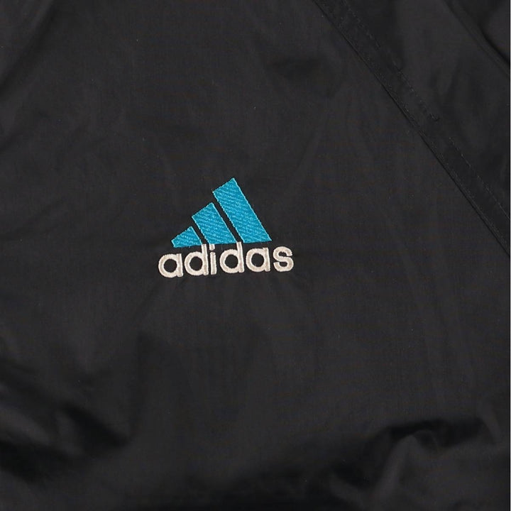 Vintage 90s-00'S Adidas nylon hoodie with back logo, size L, men's Nylon black type Vintage Second Hand