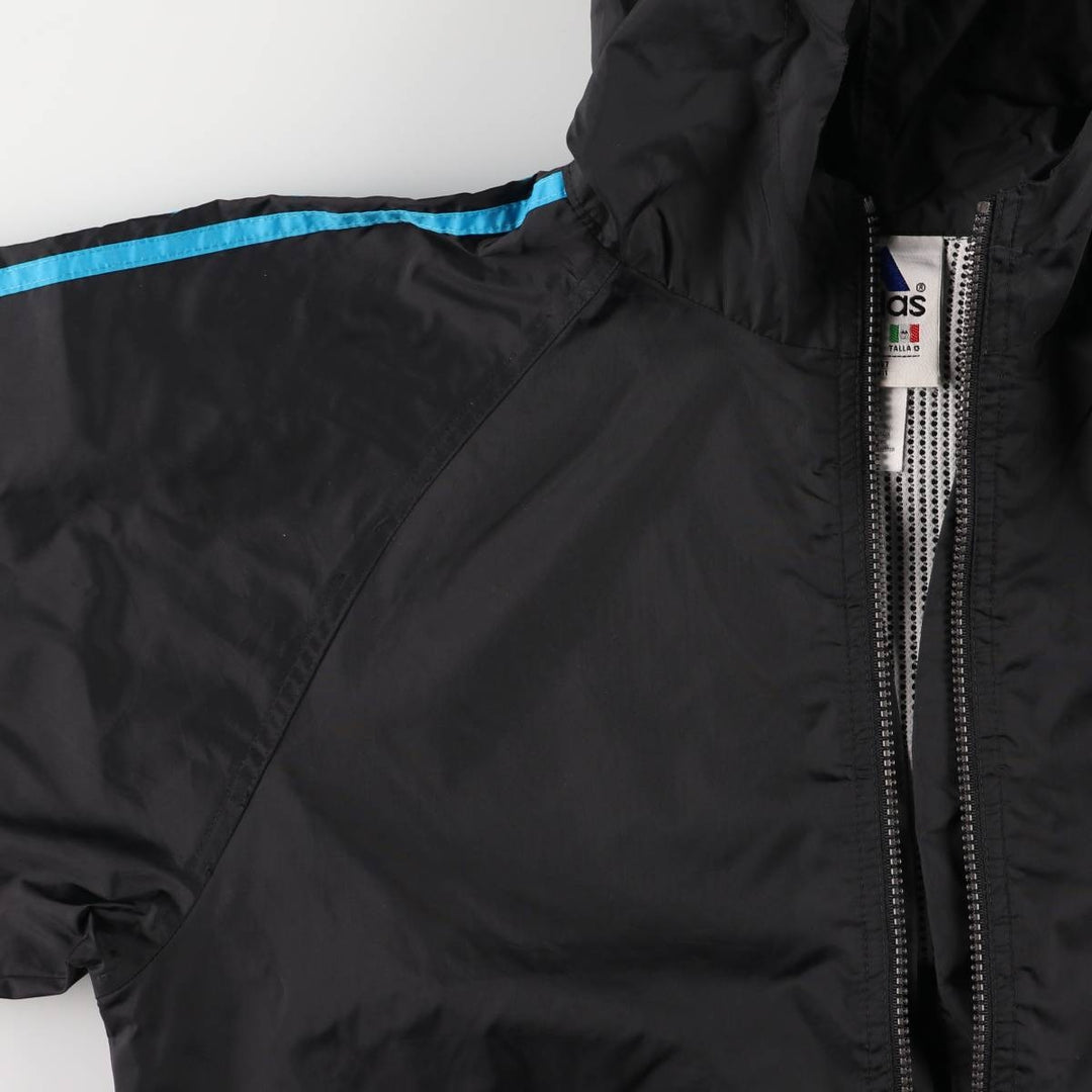 Vintage 90s-00'S Adidas nylon hoodie with back logo, size L, men's Nylon black type Vintage Second Hand