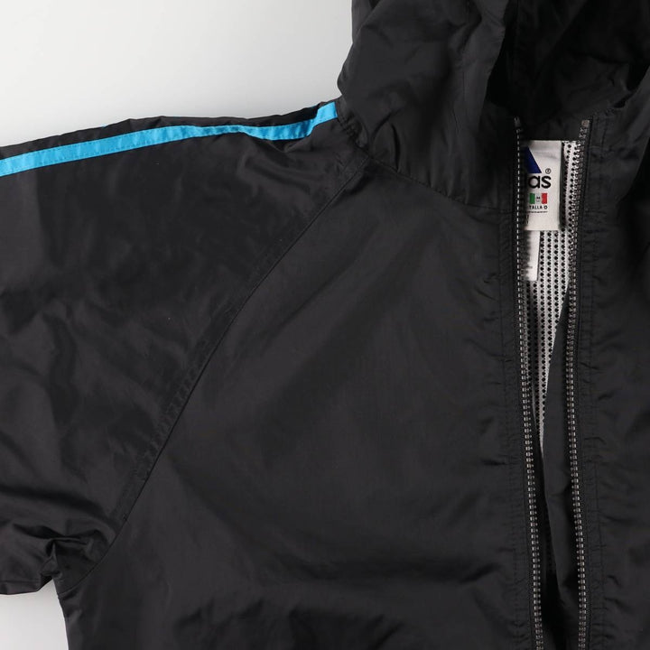 Vintage 90s-00'S Adidas nylon hoodie with back logo, size L, men's Nylon black type Vintage Second Hand