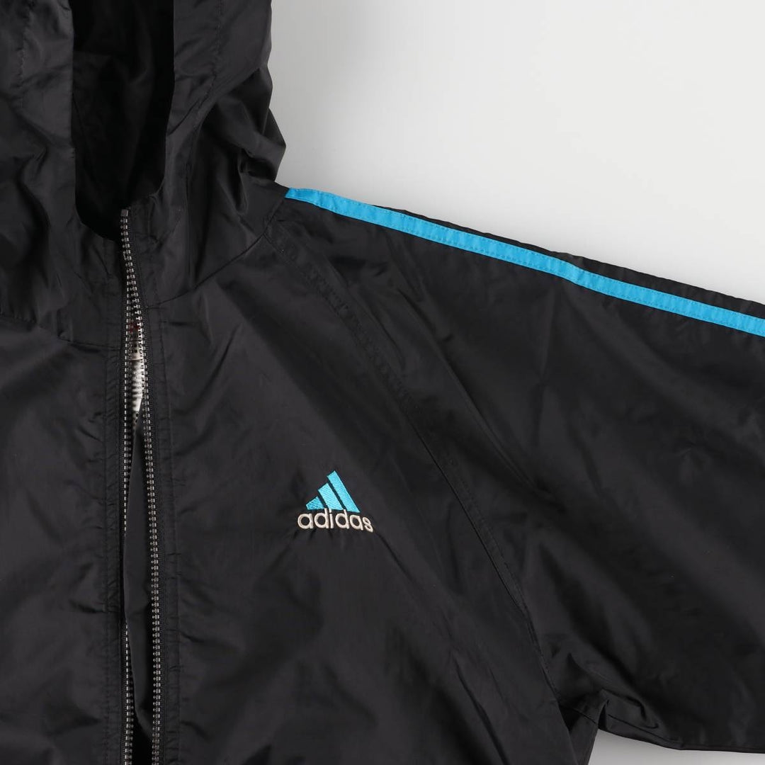Vintage 90s-00'S Adidas nylon hoodie with back logo, size L, men's Nylon black type Vintage Second Hand