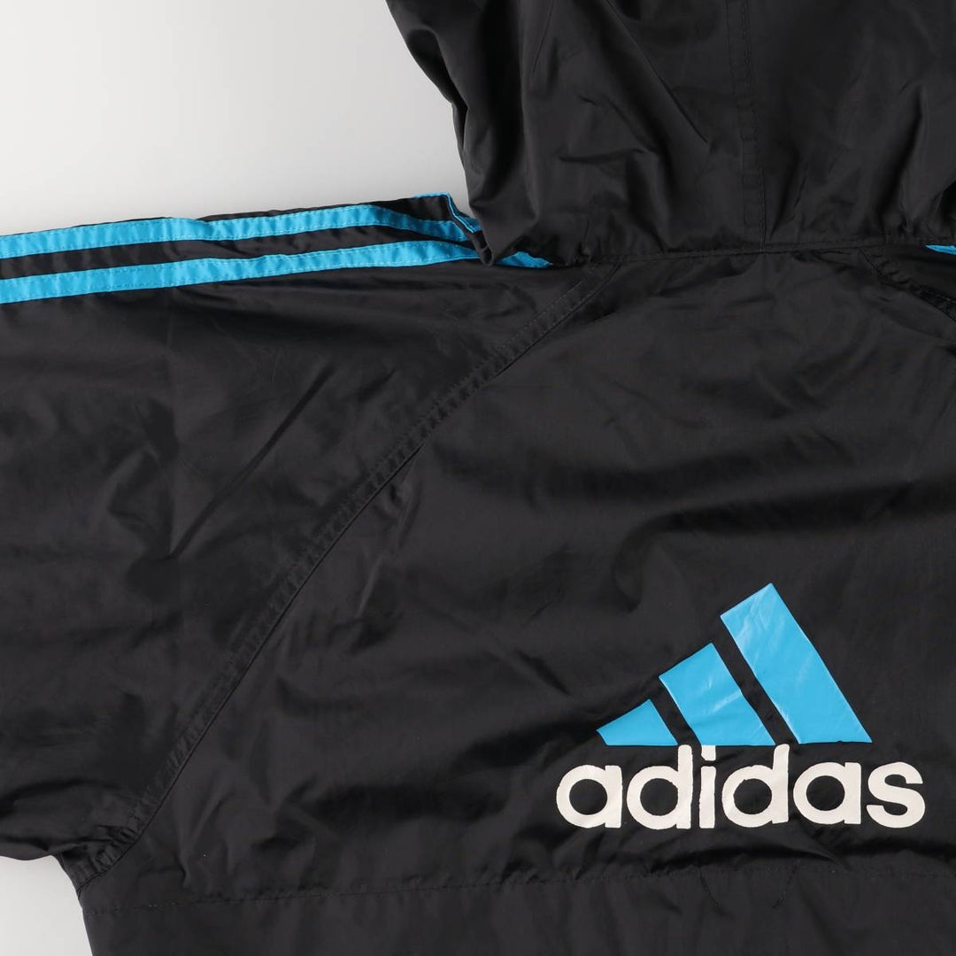 Vintage 90s-00'S Adidas nylon hoodie with back logo, size L, men's Nylon black type Vintage Second Hand