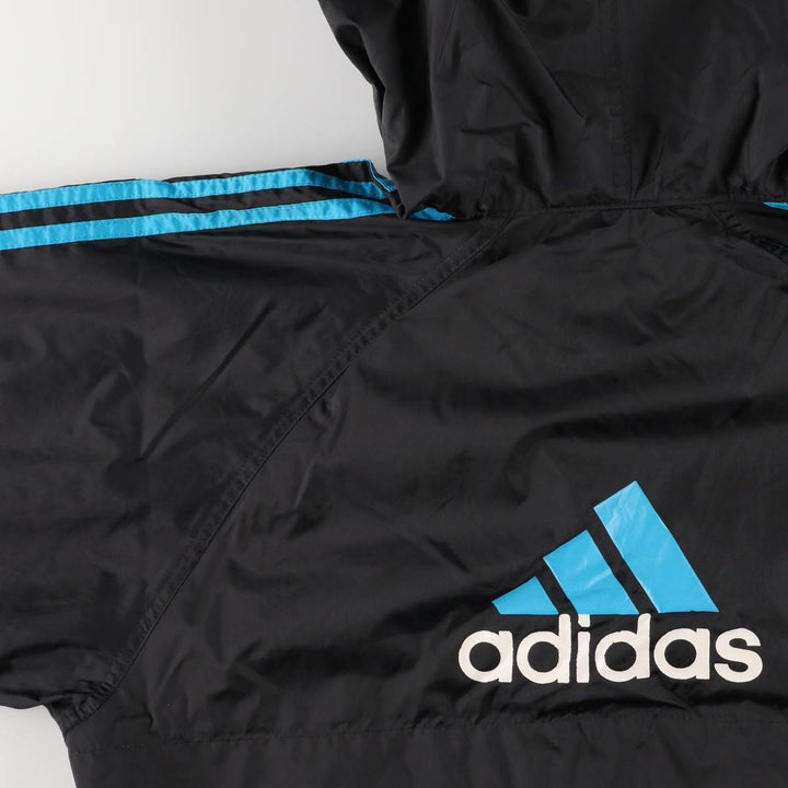 Vintage 90s-00'S Adidas nylon hoodie with back logo, size L, men's Nylon black type Vintage Second Hand
