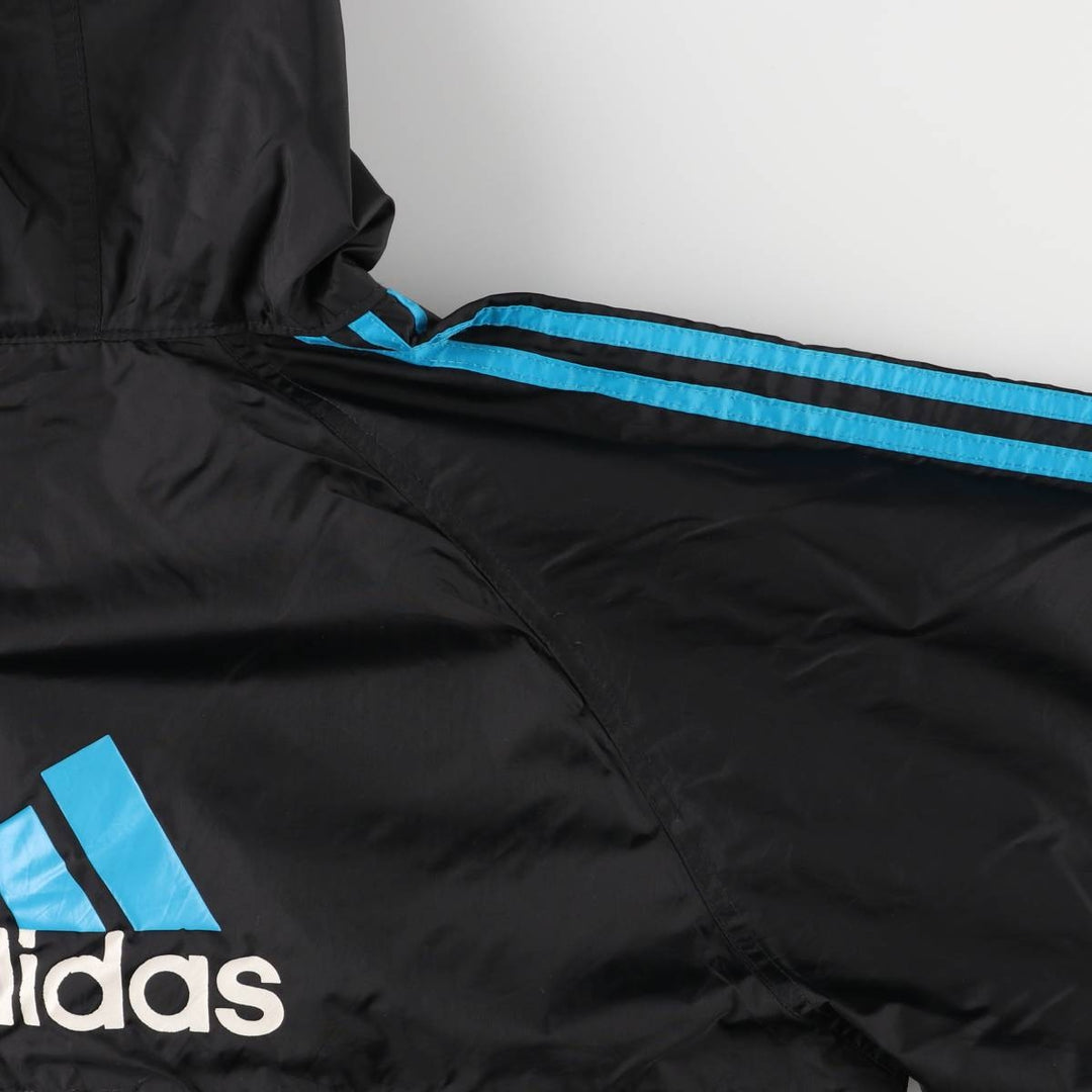Vintage 90s-00'S Adidas nylon hoodie with back logo, size L, men's Nylon black type Vintage Second Hand