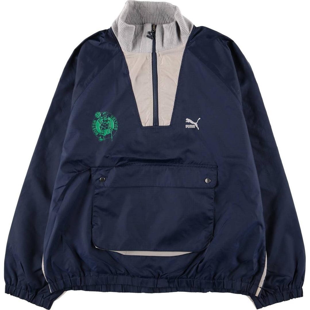Vintage 80s-90'S Puma NBA Boston Celtics Ripstop Anorak Jacket, Men's Size XL Nylon navy blue type Vintage Second Hand