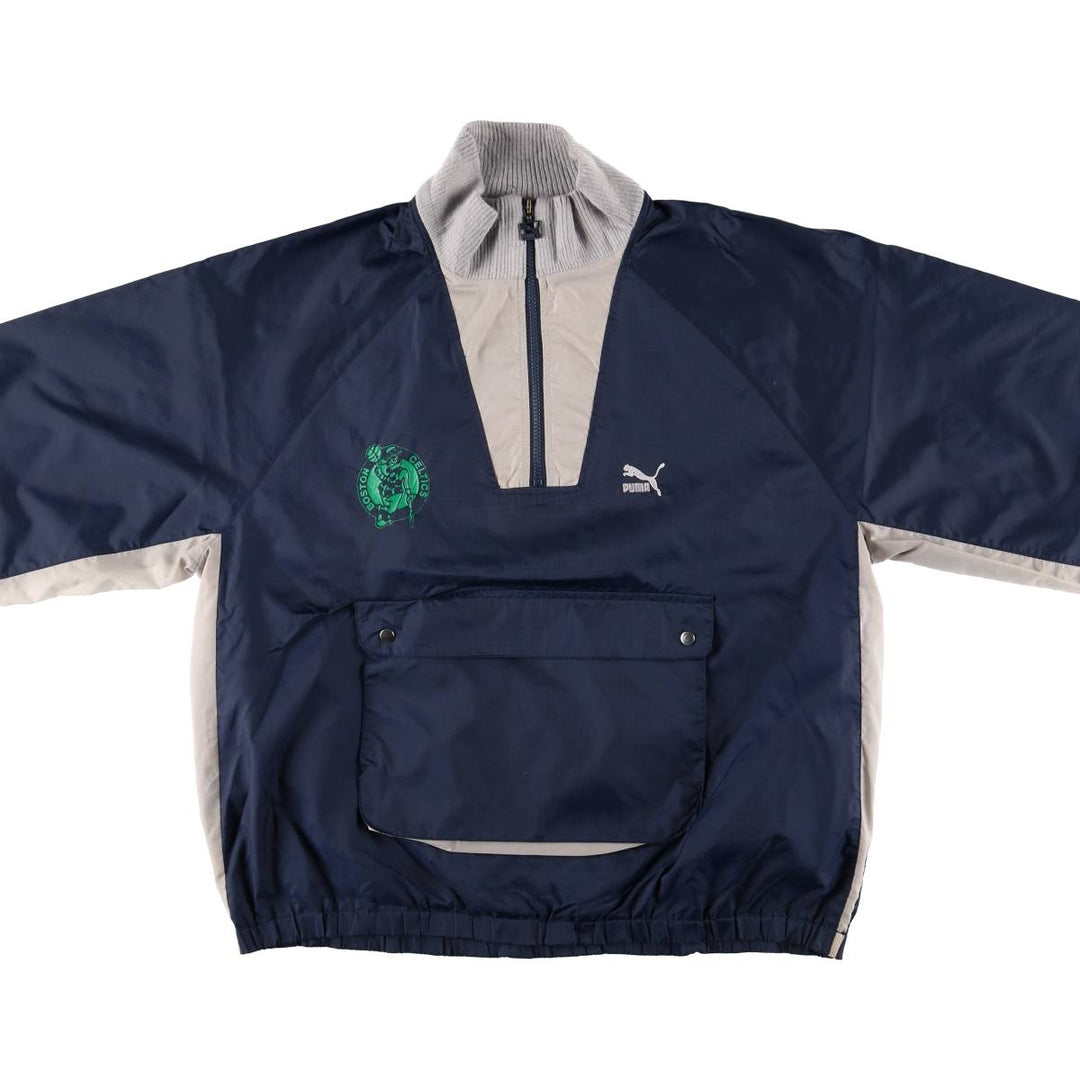 Vintage 80s-90'S Puma NBA Boston Celtics Ripstop Anorak Jacket, Men's Size XL Nylon navy blue type Vintage Second Hand