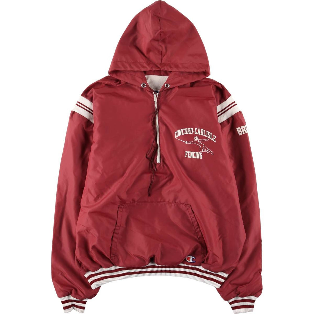 Vintage 90'S Champion College Triple Print Anorak Parka, Made in USA, Men's XL Nylon burgundy type Vintage Second Hand