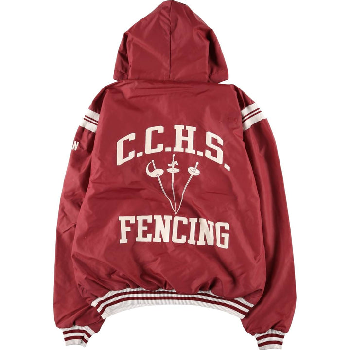 Vintage 90'S Champion College Triple Print Anorak Parka, Made in USA, Men's XL Nylon burgundy type Vintage Second Hand