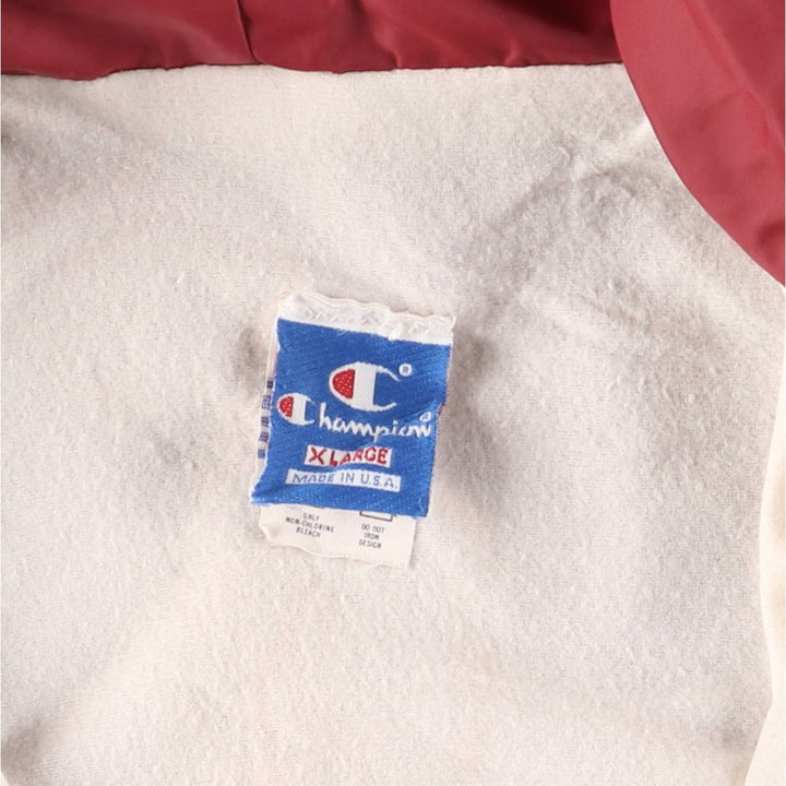 Vintage 90'S Champion College Triple Print Anorak Parka, Made in USA, Men's XL Nylon burgundy type Vintage Second Hand