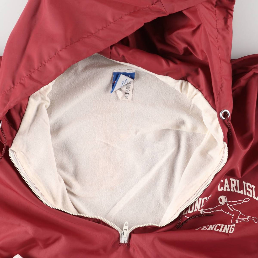Vintage 90'S Champion College Triple Print Anorak Parka, Made in USA, Men's XL Nylon burgundy type Vintage Second Hand