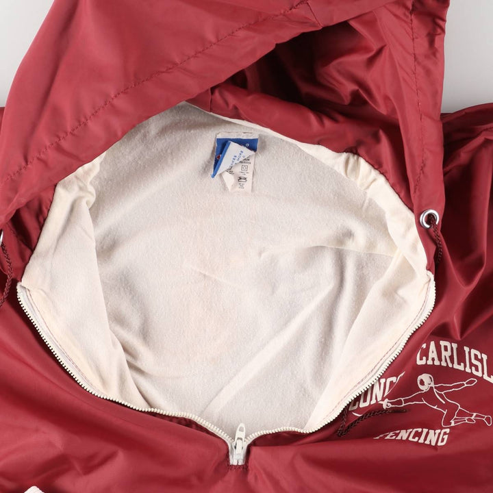 Vintage 90'S Champion College Triple Print Anorak Parka, Made in USA, Men's XL Nylon burgundy type Vintage Second Hand