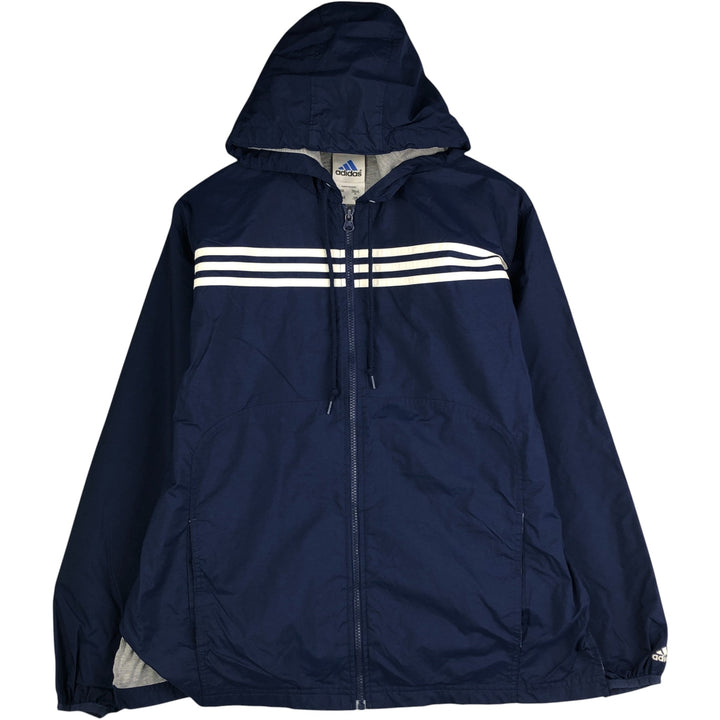Adidas nylon hoodie, size L, men's Nylon navy blue type Vintage Second Hand
