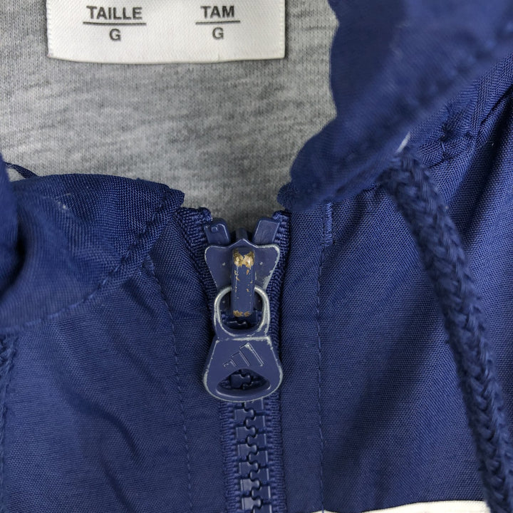 Adidas nylon hoodie, size L, men's Nylon navy blue type Vintage Second Hand