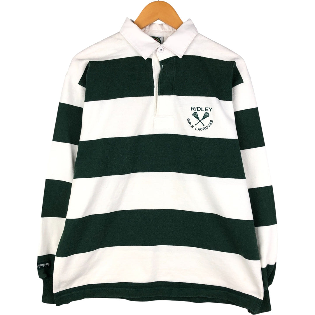 90s-00'S BARBARIAN Striped Pattern Long Sleeve Rugby Shirt Made in Canada Men's L Size Vintage cotton white type Vintage Second Hand