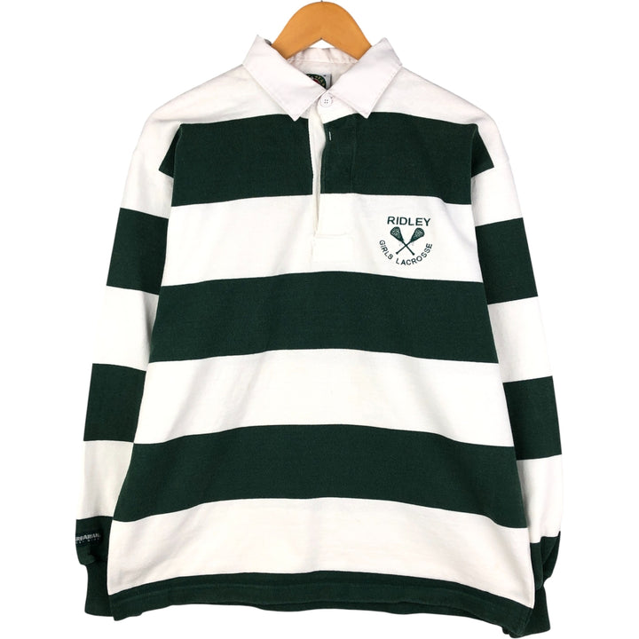 90s-00'S BARBARIAN Striped Pattern Long Sleeve Rugby Shirt Made in Canada Men's L Size Vintage cotton white type Vintage Second Hand