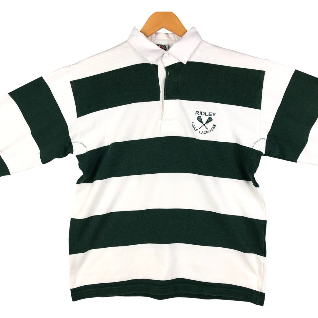 90s-00'S BARBARIAN Striped Pattern Long Sleeve Rugby Shirt Made in Canada Men's L Size Vintage cotton white type Vintage Second Hand