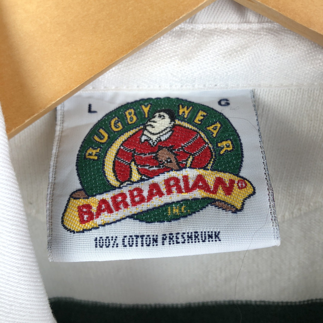 90s-00'S BARBARIAN Striped Pattern Long Sleeve Rugby Shirt Made in Canada Men's L Size Vintage cotton white type Vintage Second Hand