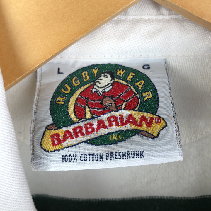 90s-00'S BARBARIAN Striped Pattern Long Sleeve Rugby Shirt Made in Canada Men's L Size Vintage cotton white type Vintage Second Hand