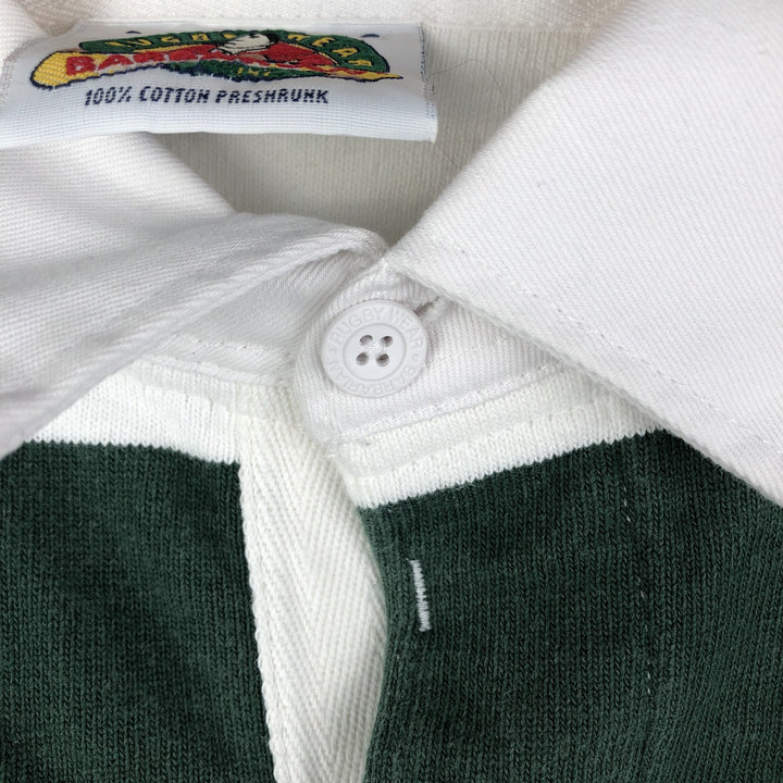 90s-00'S BARBARIAN Striped Pattern Long Sleeve Rugby Shirt Made in Canada Men's L Size Vintage cotton white type Vintage Second Hand