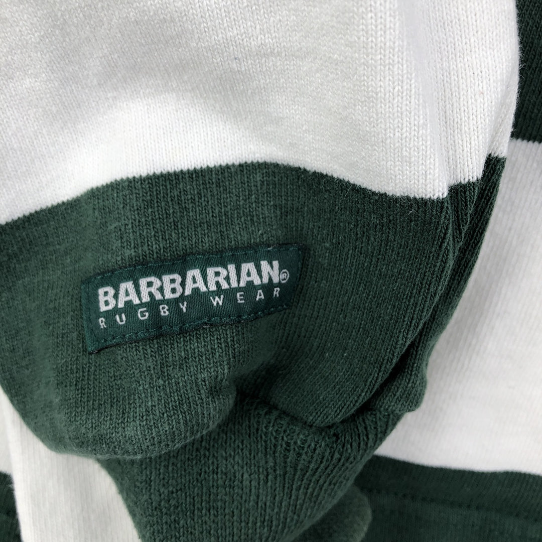 90s-00'S BARBARIAN Striped Pattern Long Sleeve Rugby Shirt Made in Canada Men's L Size Vintage cotton white type Vintage Second Hand