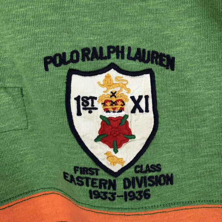 Ralph Lauren POLO by Ralph Lauren CUSTOM FIT long sleeve rugby shirt, men's size L cotton green type Vintage Second Hand
