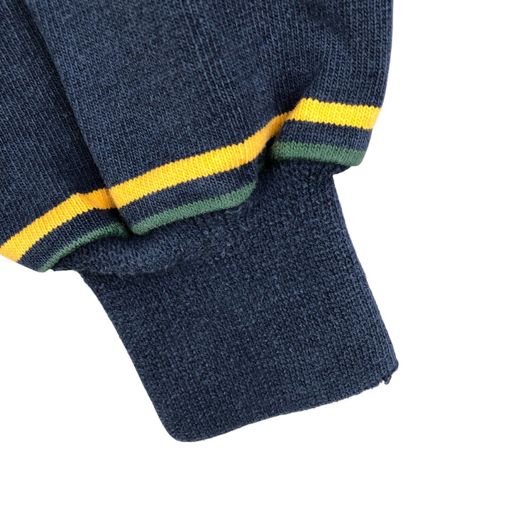 Vintage 90s-00'S BARBARIAN Border Pattern Multi-Border Long Sleeve Rugby Shirt, Made in Canada, Men's Size L cotton navy blue type Vintage Second Hand