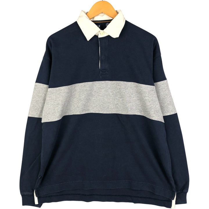 90'S GAP Vintage Long Sleeve Rugby Shirt, Men's Size L cotton navy blue type Vintage Second Hand