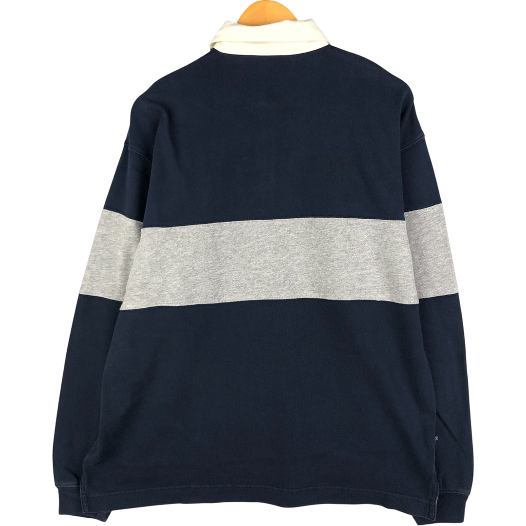 90'S GAP Vintage Long Sleeve Rugby Shirt, Men's Size L cotton navy blue type Vintage Second Hand