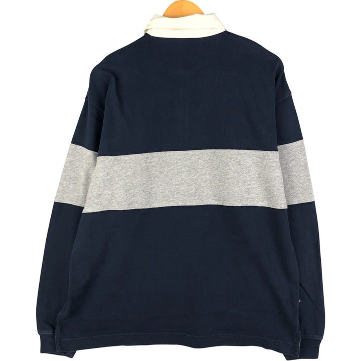 90'S GAP Vintage Long Sleeve Rugby Shirt, Men's Size L cotton navy blue type Vintage Second Hand