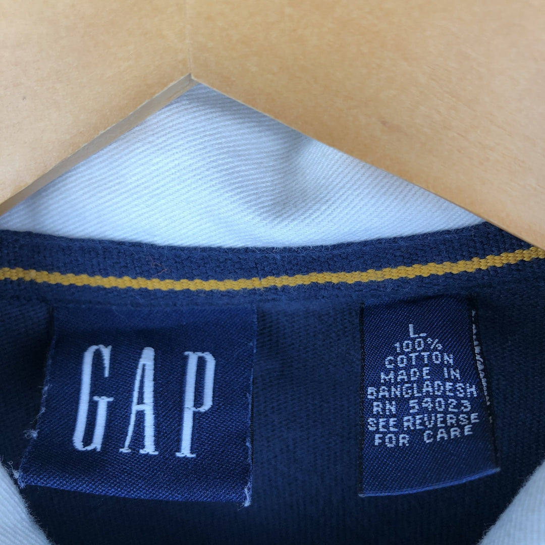 90'S GAP Vintage Long Sleeve Rugby Shirt, Men's Size L cotton navy blue type Vintage Second Hand