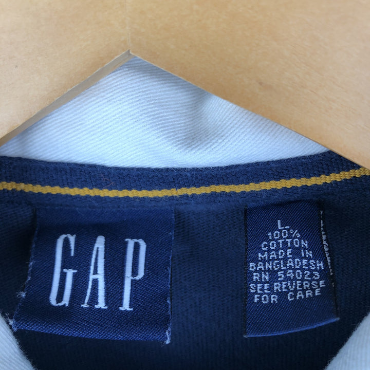 90'S GAP Vintage Long Sleeve Rugby Shirt, Men's Size L cotton navy blue type Vintage Second Hand