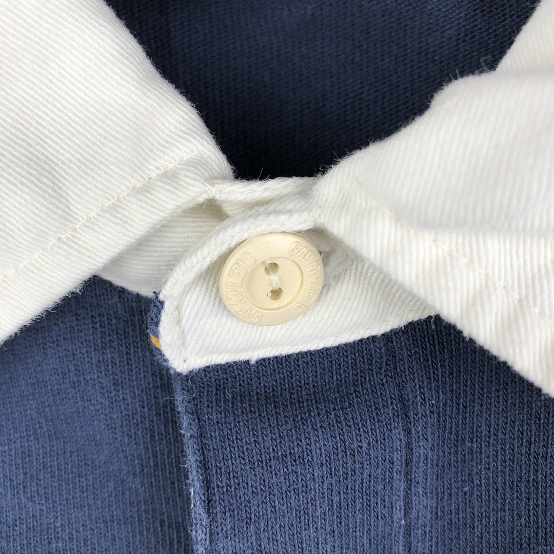 90'S GAP Vintage Long Sleeve Rugby Shirt, Men's Size L cotton navy blue type Vintage Second Hand