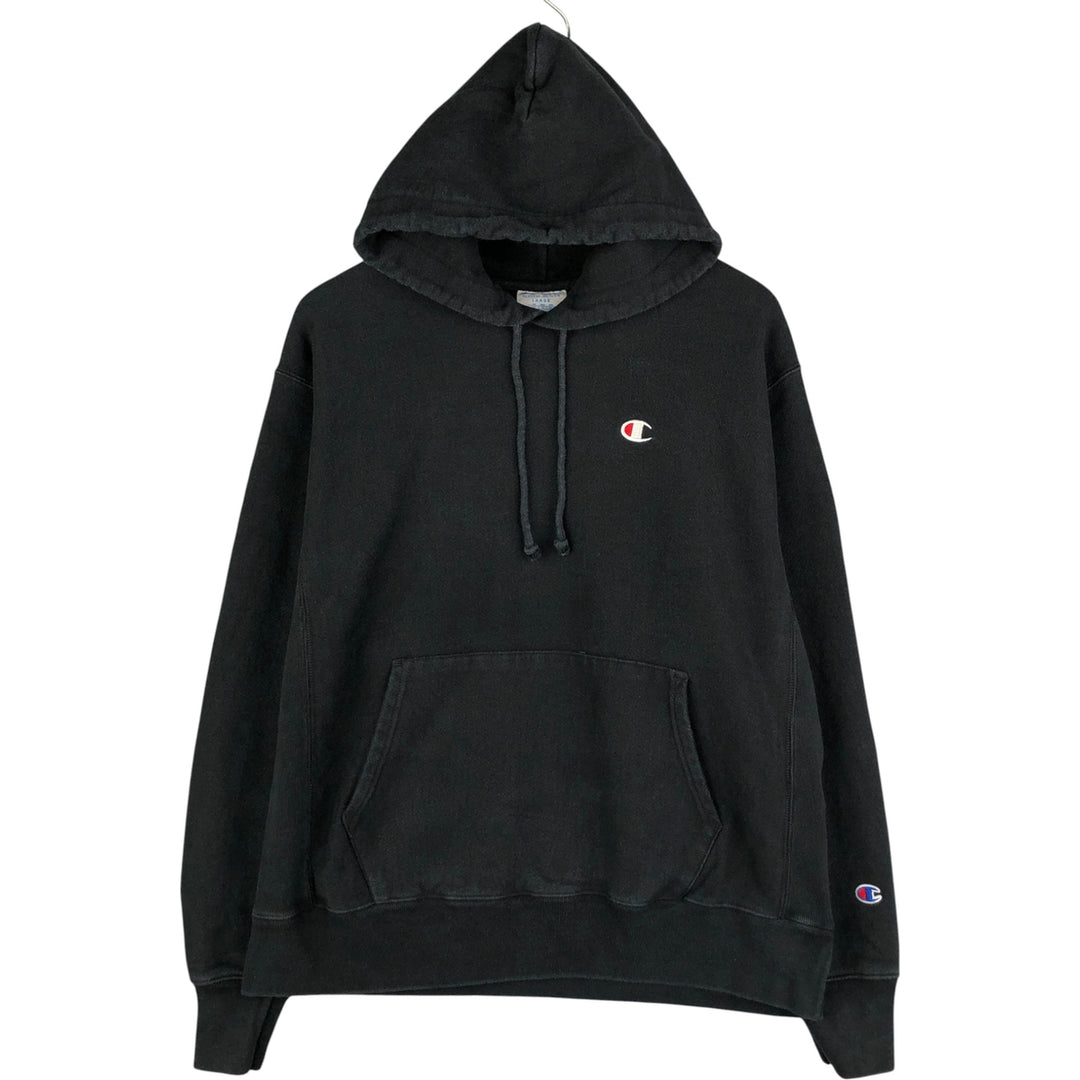 Champion REVERSE WEAVE Reverse Weave Sweat Pullover Hoodie Men's L size cotton black type Vintage Second Hand