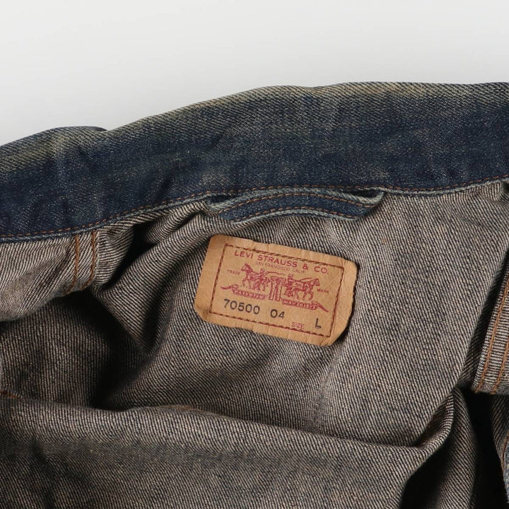 Levi's 70500-04 Euro Model Denim Jacket, Men's Size L cotton navy blue type Vintage Second Hand